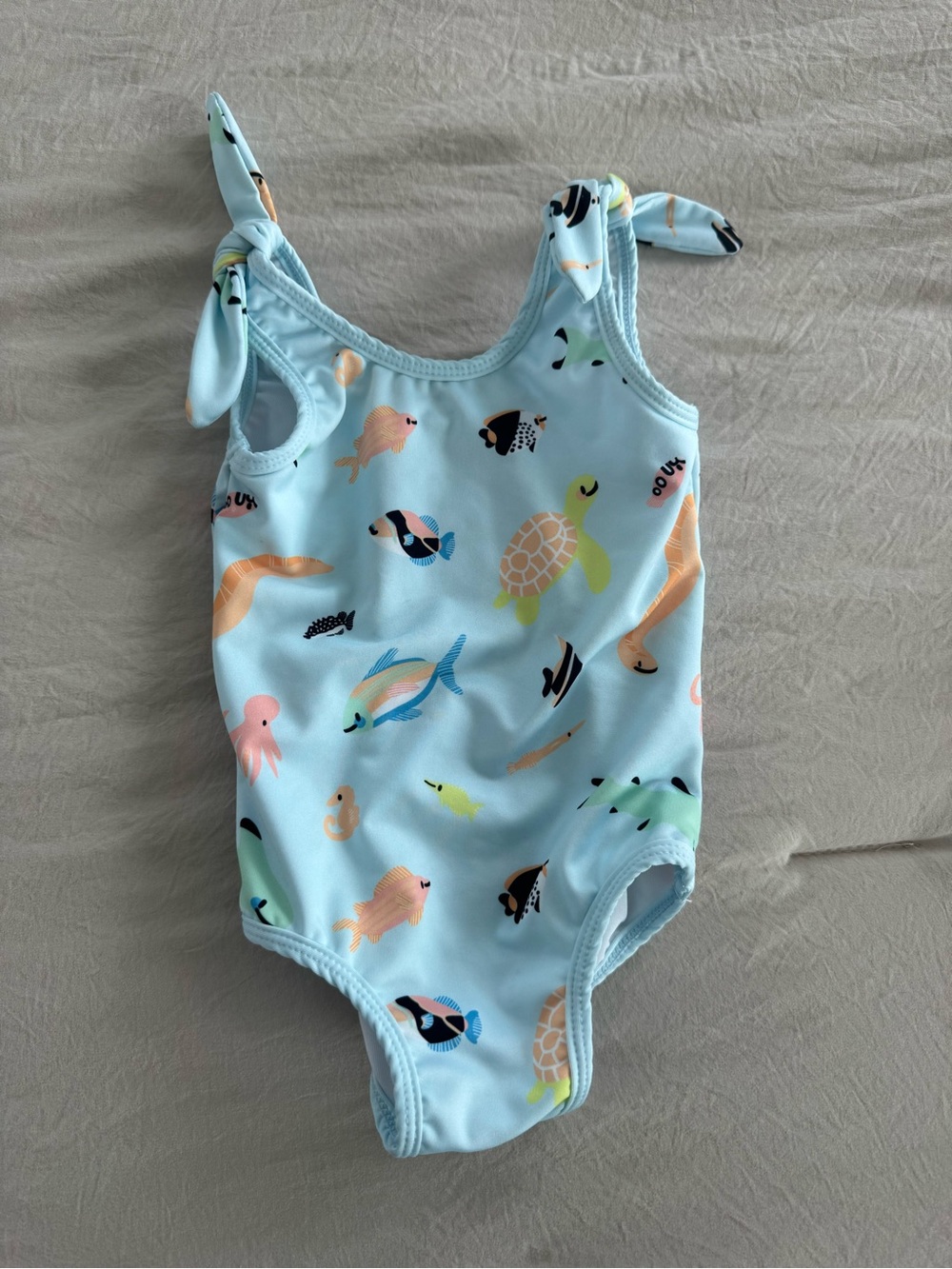 Monica + Andy Light Blue Kids One-Piece Swimsuit with Sea Life Print 9-12 months
